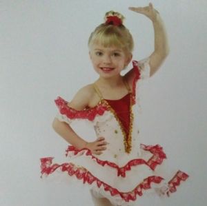Red & White dance dress, Girls 5-6